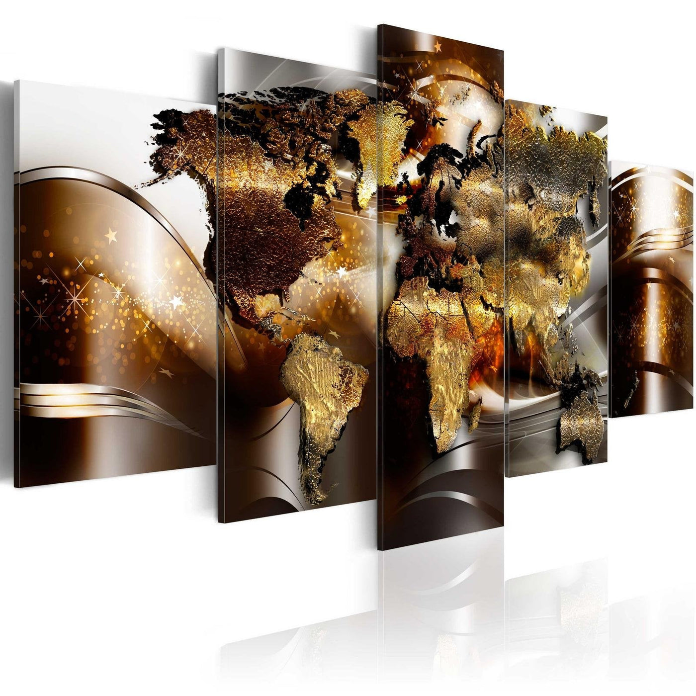 Stretched Canvas World Map Art - Honey Continents-Tiptophomedecor