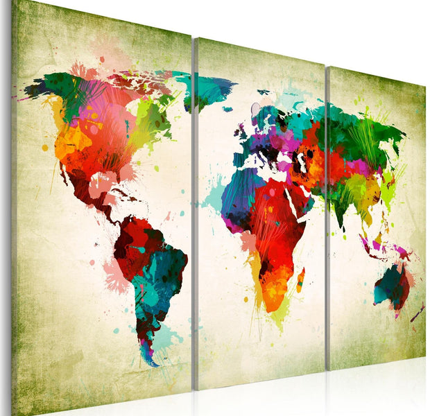 Stretched Canvas World Map Art - In The Rainbow-Tiptophomedecor