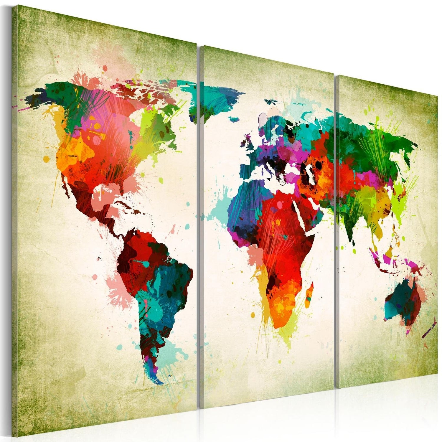 Stretched Canvas World Map Art - In The Rainbow-Tiptophomedecor