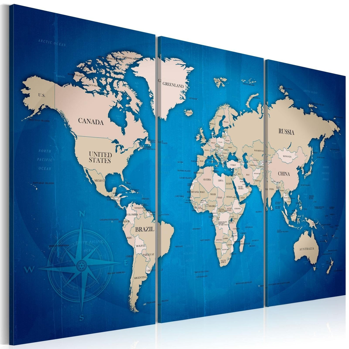 Stretched Canvas World Map Art - Ink Journey-Tiptophomedecor