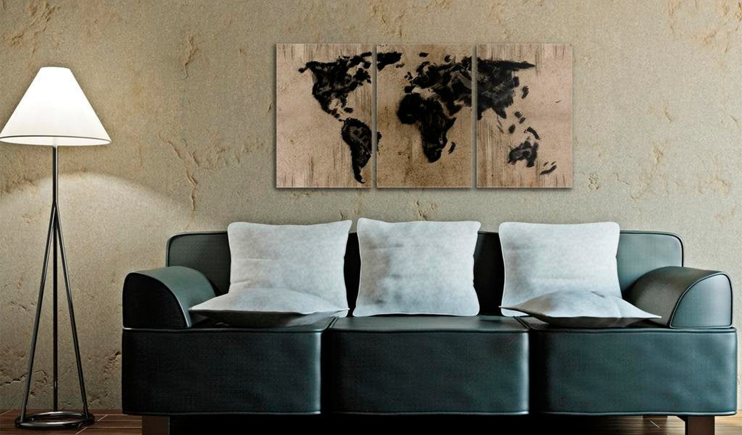 Stretched Canvas World Map Art - Inky Map Of The World-Tiptophomedecor