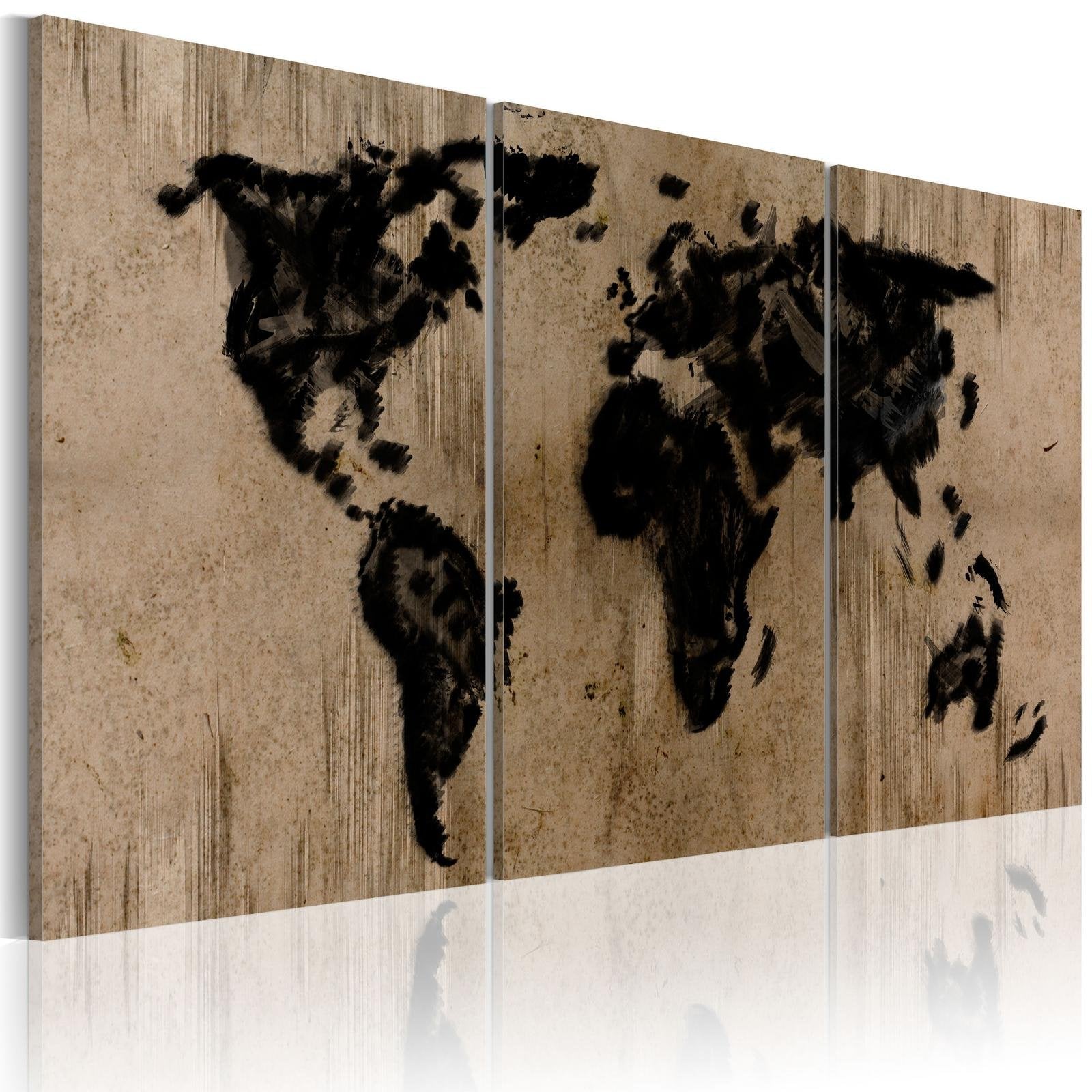 Stretched Canvas World Map Art - Inky Map Of The World-Tiptophomedecor