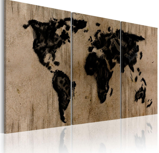 Stretched Canvas World Map Art - Inky Map Of The World-Tiptophomedecor