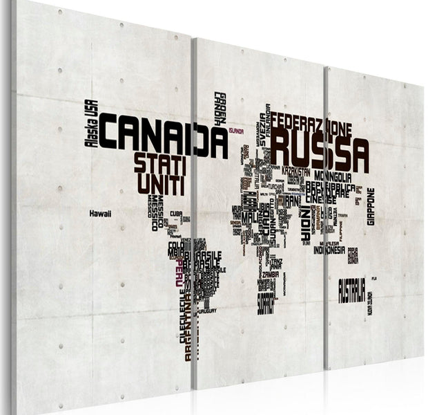 Stretched Canvas World Map Art - Map - Italian-Tiptophomedecor