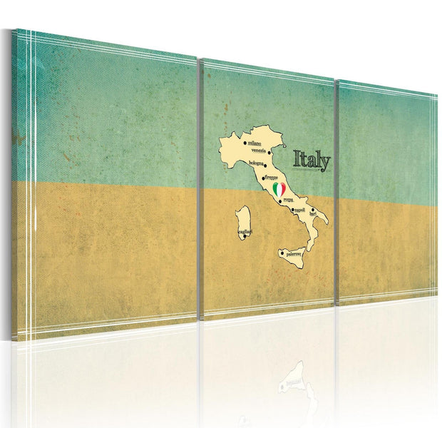 Stretched Canvas World Map Art - Map: Italy-Tiptophomedecor