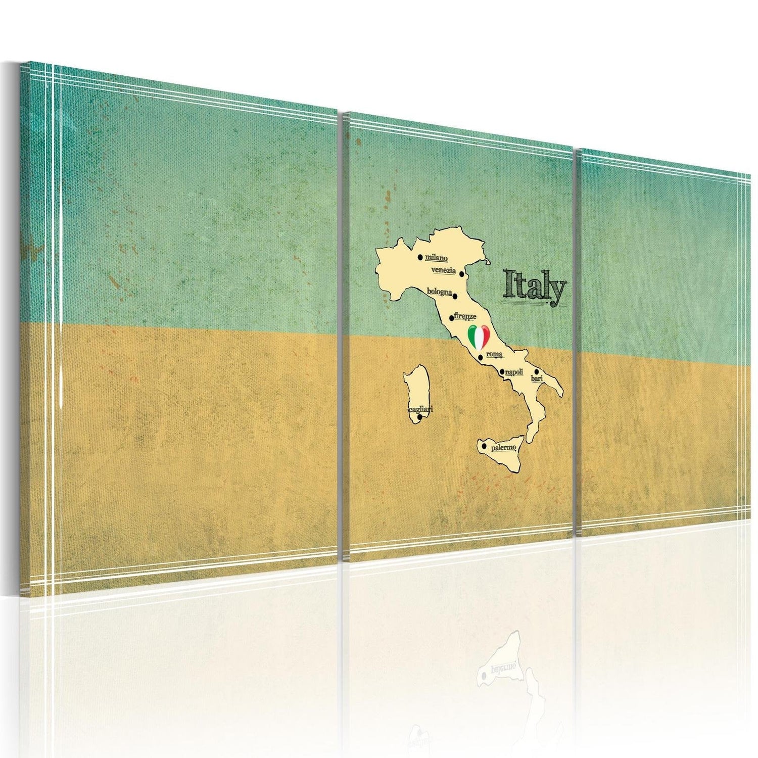 Stretched Canvas World Map Art - Map: Italy-Tiptophomedecor