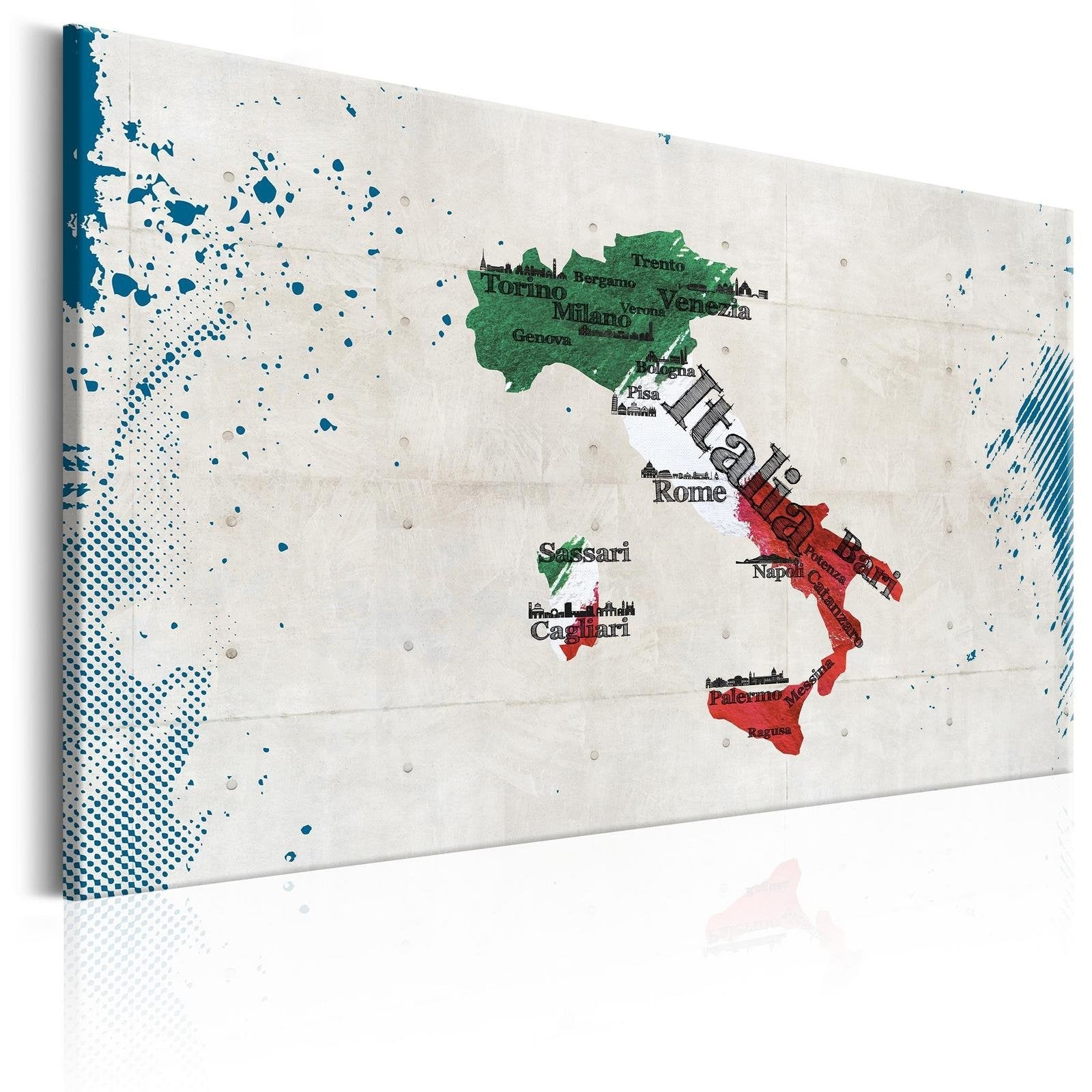 Stretched Canvas World Map Art - Map: Italy-Tiptophomedecor