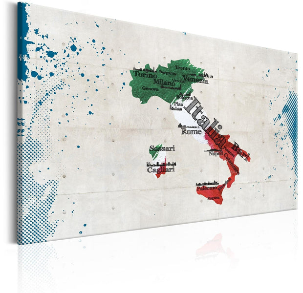 Stretched Canvas World Map Art - Map: Italy-Tiptophomedecor