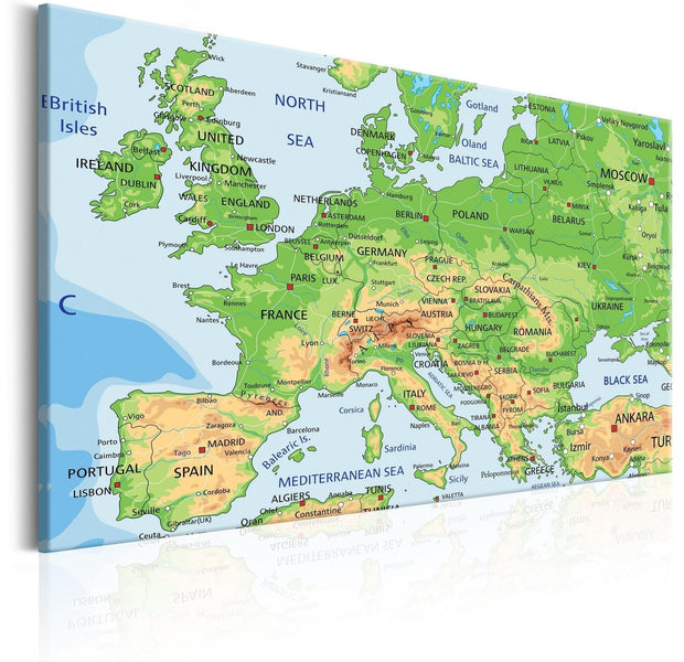 Stretched Canvas World Map Art - Map Of Europe-Tiptophomedecor