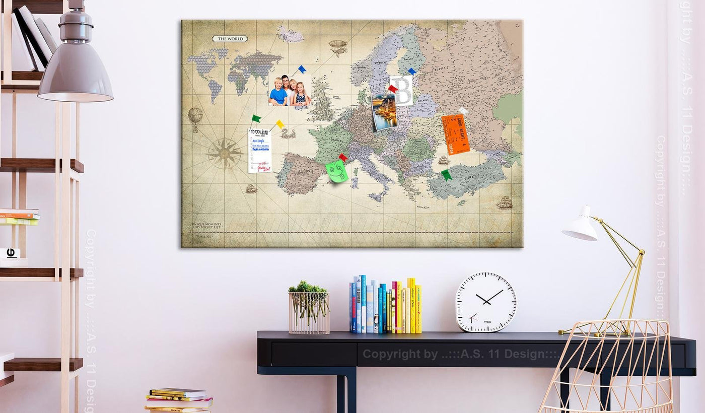 Stretched Canvas World Map Art - Map of Europe Wide-Tiptophomedecor