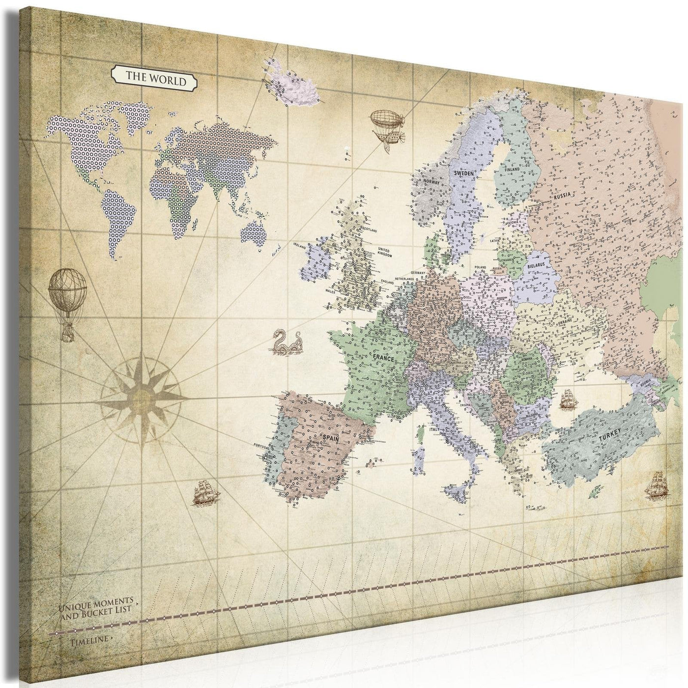 Stretched Canvas World Map Art - Map of Europe Wide-Tiptophomedecor
