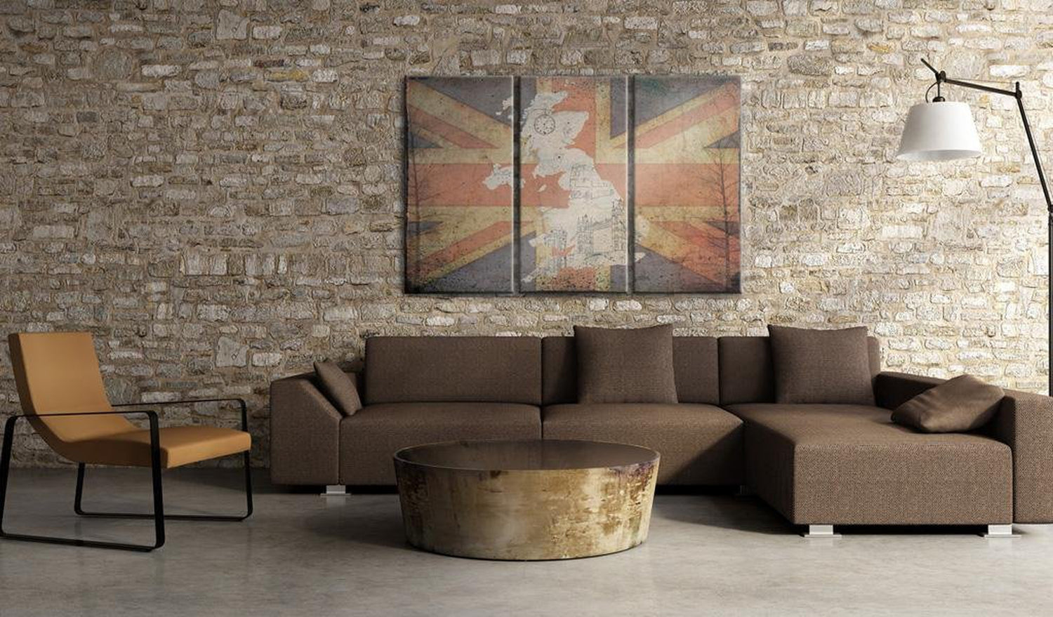 Stretched Canvas World Map Art - Map Of Great Britain 3 Piece-Tiptophomedecor
