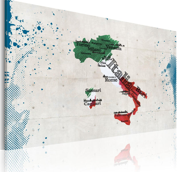 Stretched Canvas World Map Art - Map Of Italy-Tiptophomedecor