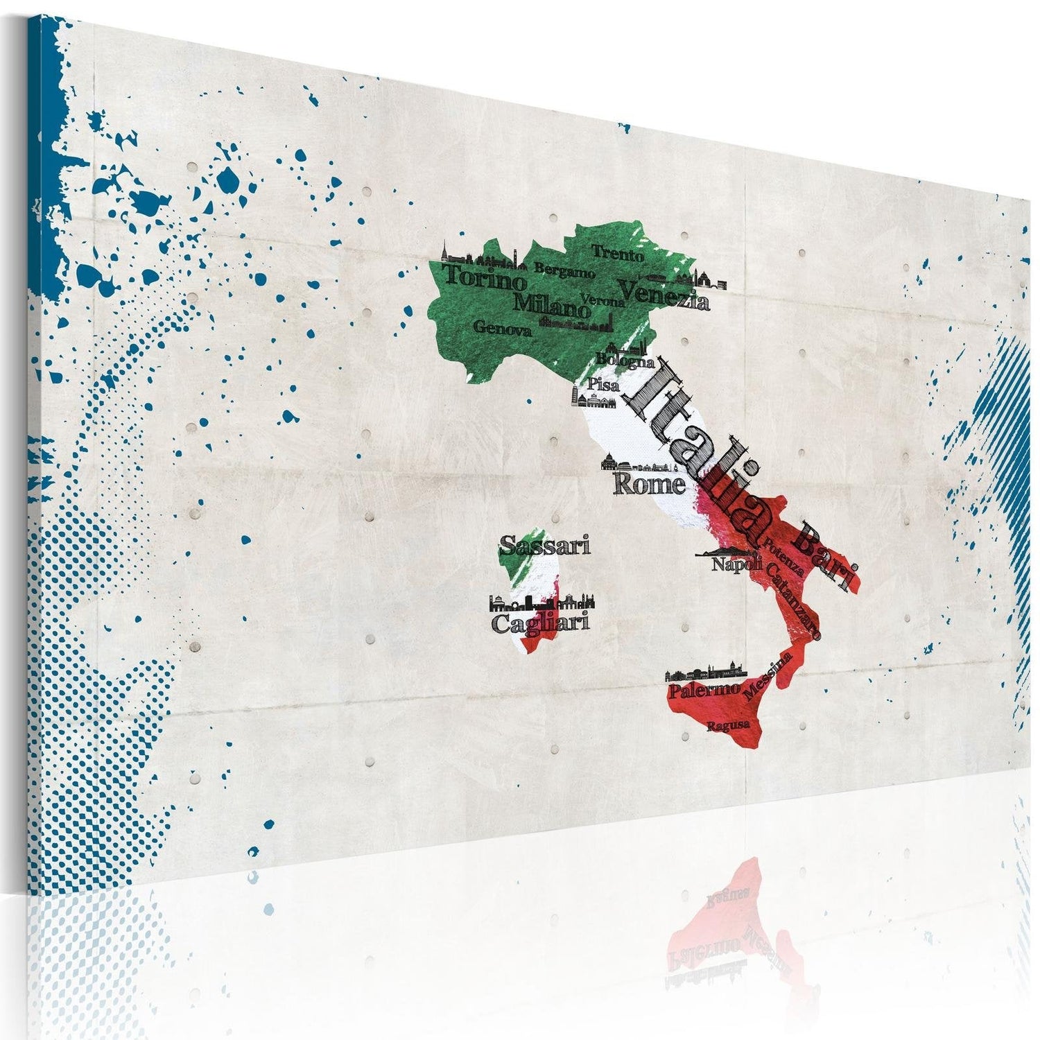 Stretched Canvas World Map Art - Map Of Italy-Tiptophomedecor