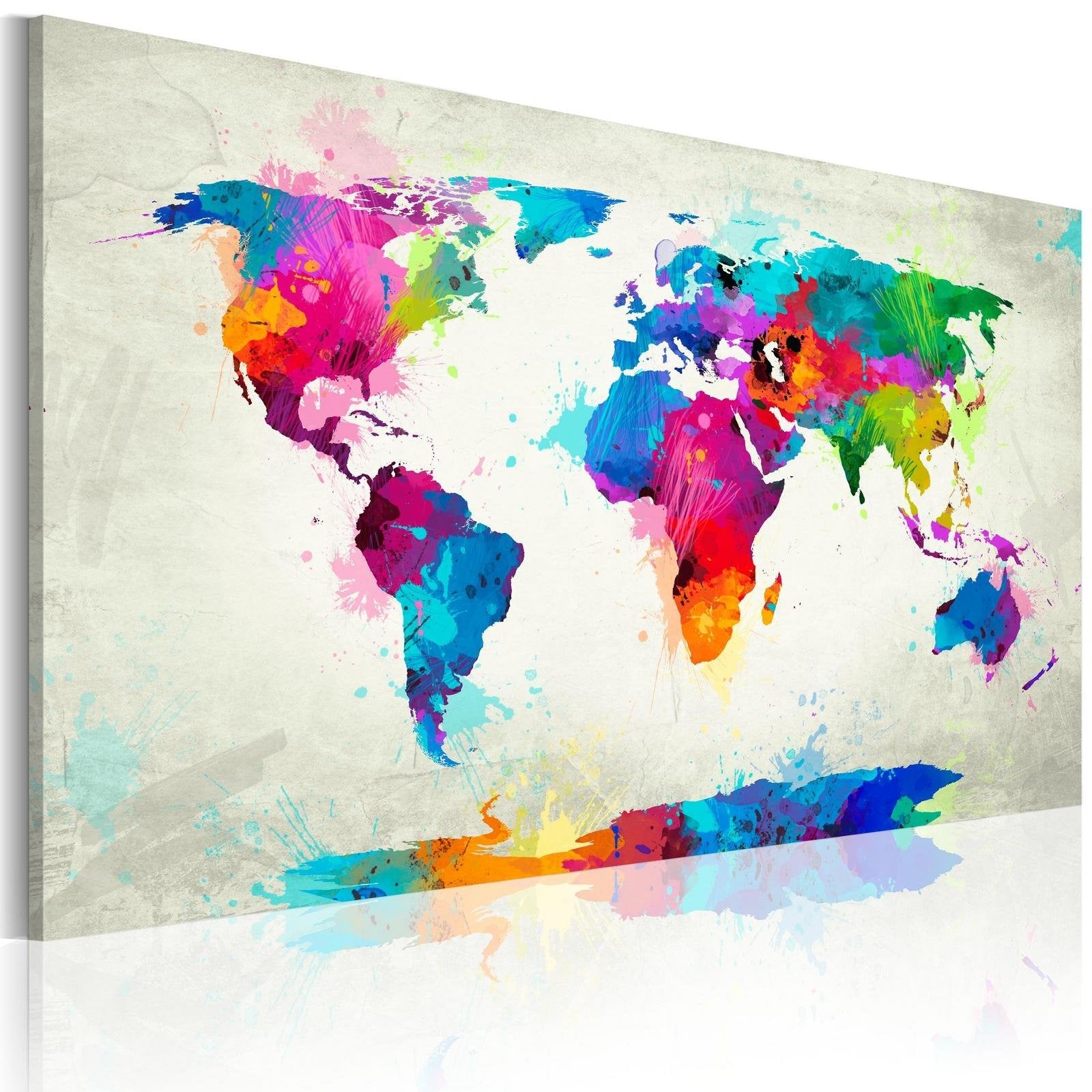 Stretched Canvas World Map Art - Map Of The World - An Explosion Of Colors-Tiptophomedecor