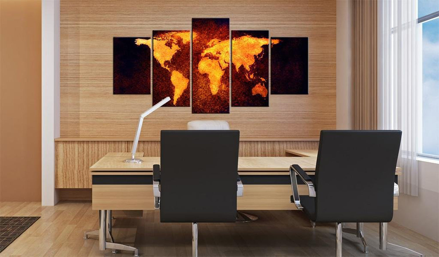 Stretched Canvas World Map Art - Map Of The World - Hot Lava-Tiptophomedecor