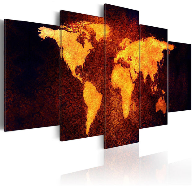 Stretched Canvas World Map Art - Map Of The World - Hot Lava-Tiptophomedecor