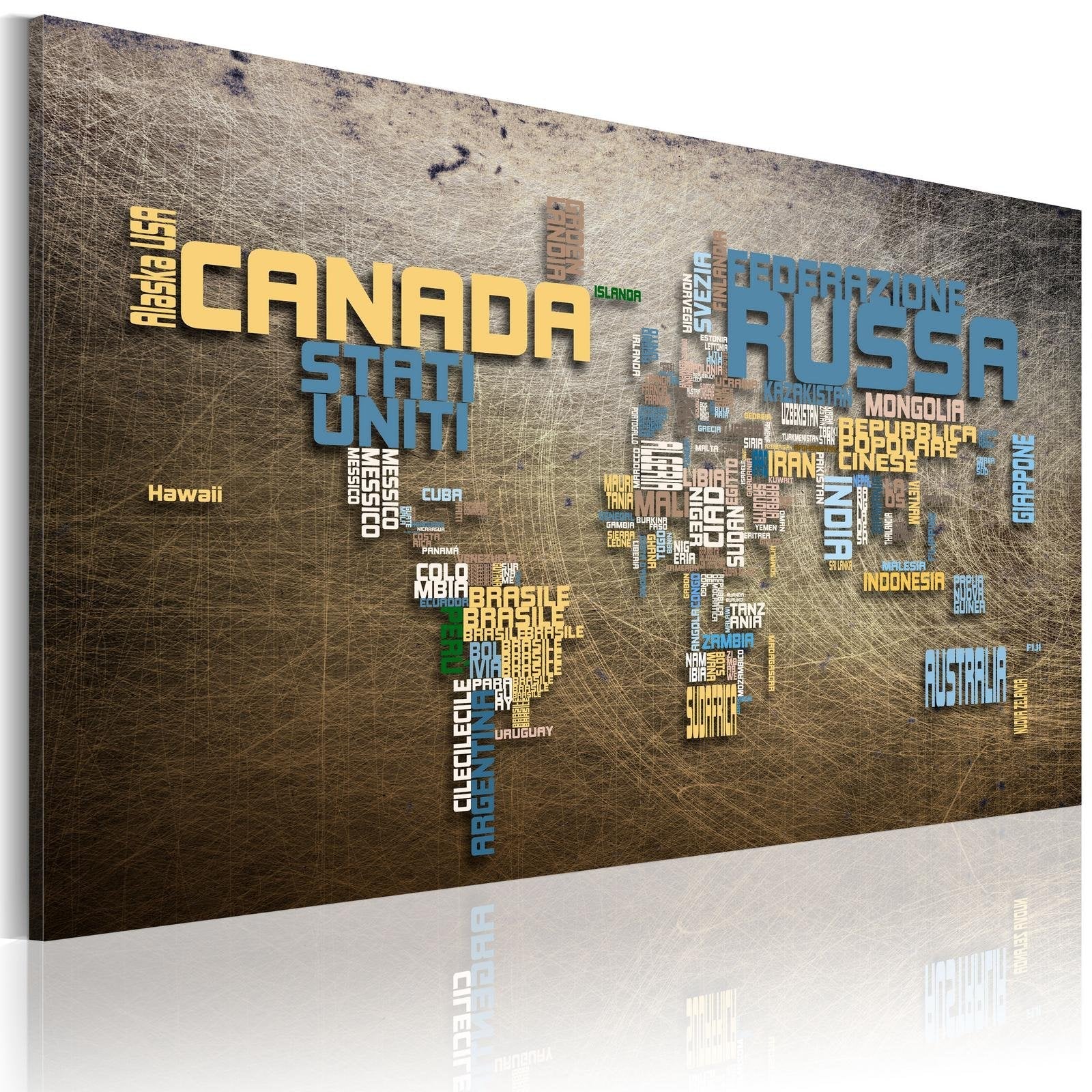 Stretched Canvas World Map Art - Map Of The World (Italian Language)-Tiptophomedecor