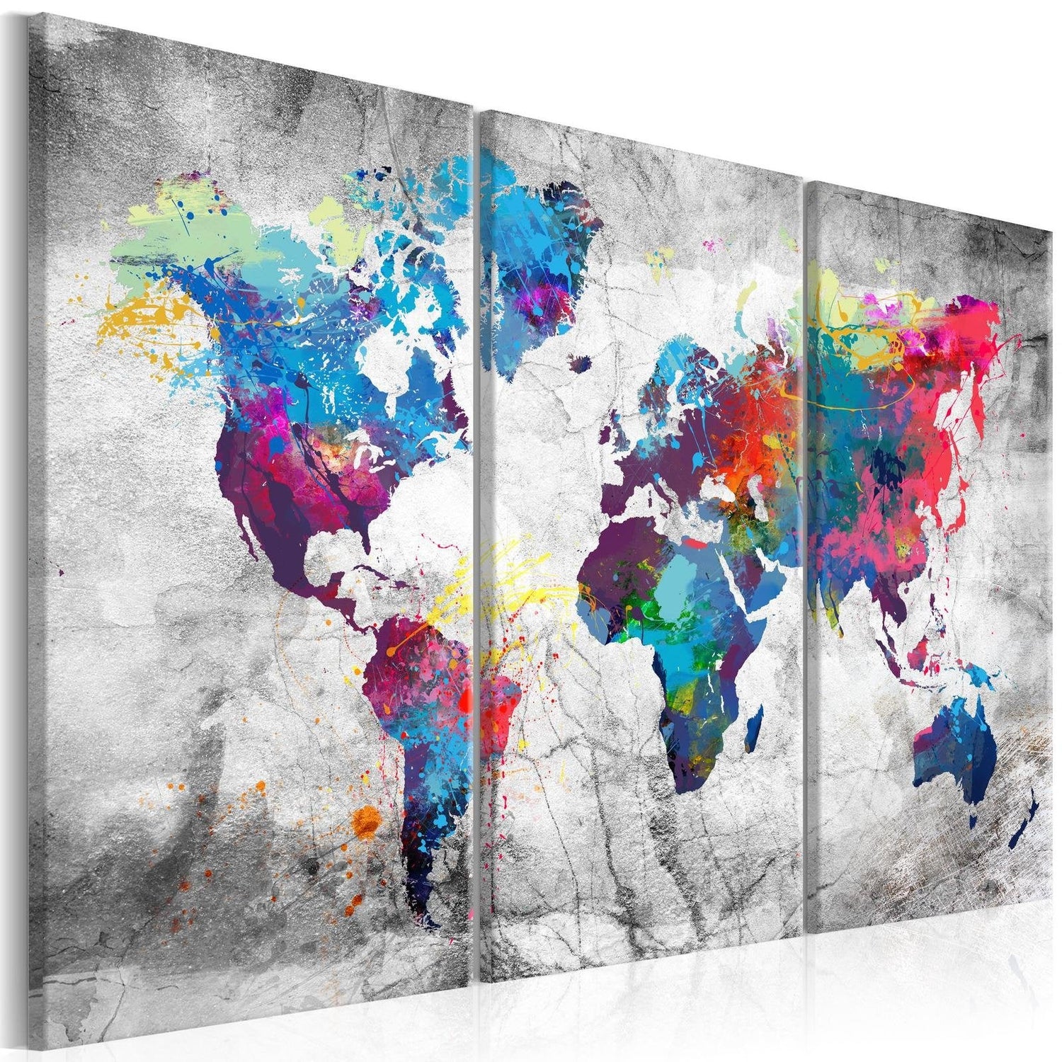 Stretched Canvas World Map Art - Maps: Grey Style-Tiptophomedecor