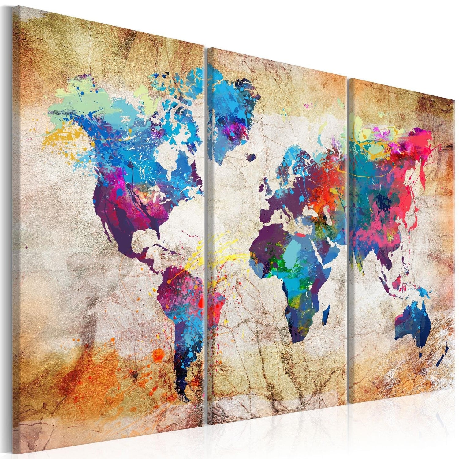 Stretched Canvas World Map Art - Maps: Urban Style-Tiptophomedecor