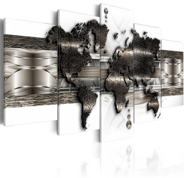 Stretched Canvas World Map Art - Metal World Map Ii-Tiptophomedecor