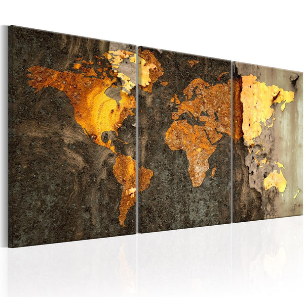 Stretched Canvas World Map Art - Metal World-Tiptophomedecor