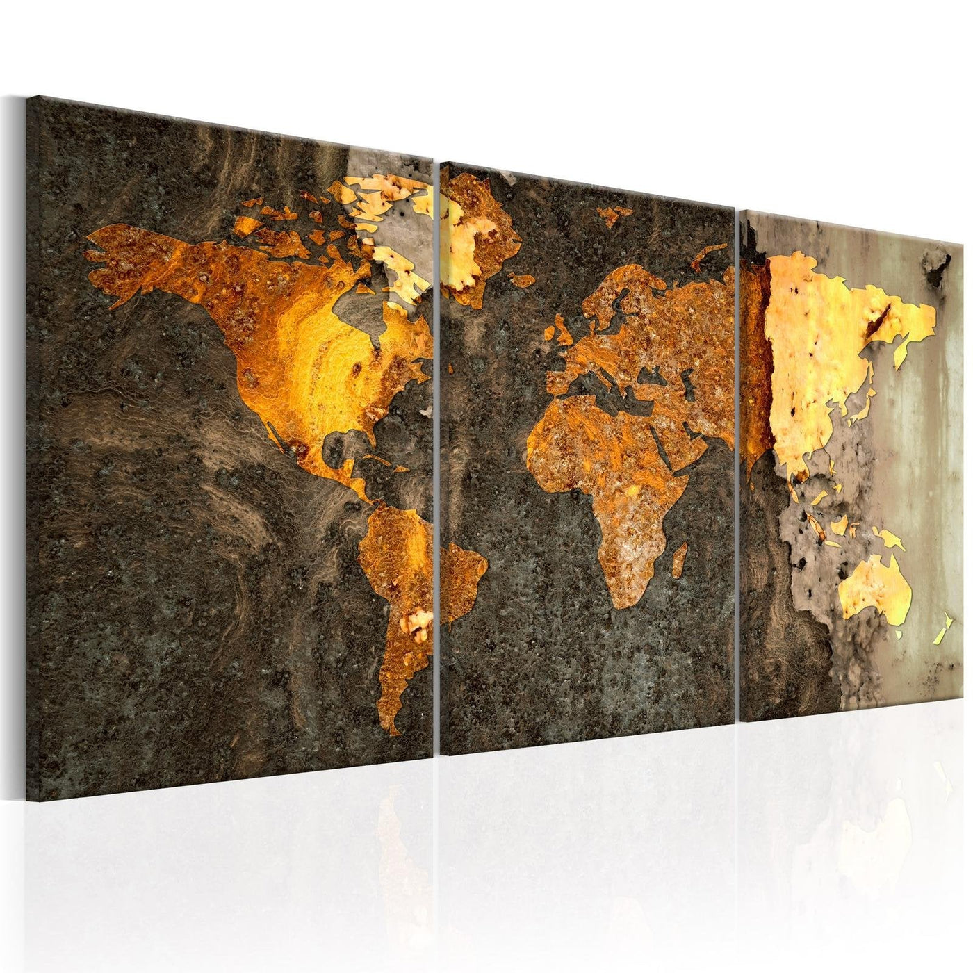 Stretched Canvas World Map Art - Metal World-Tiptophomedecor