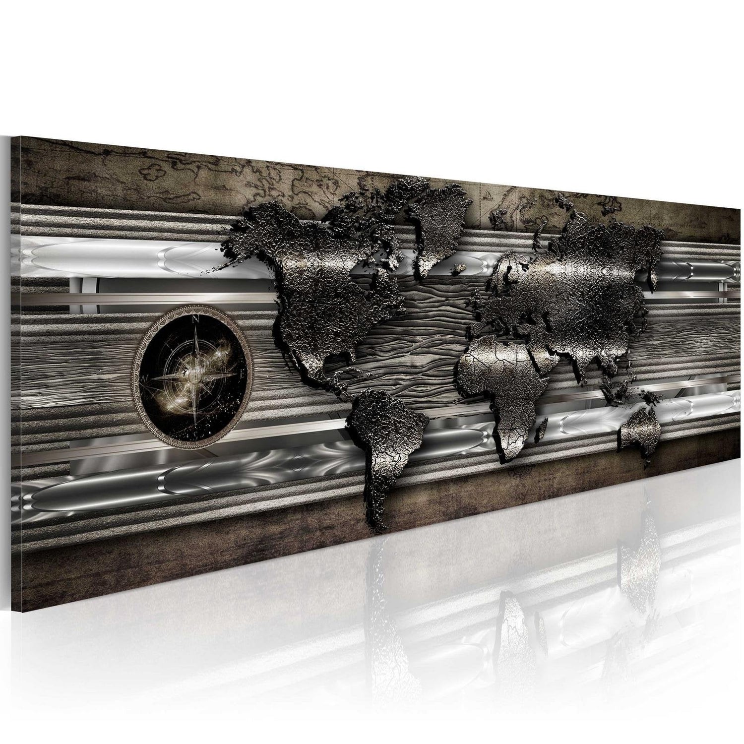 Stretched Canvas World Map Art - Metalic Map-Tiptophomedecor