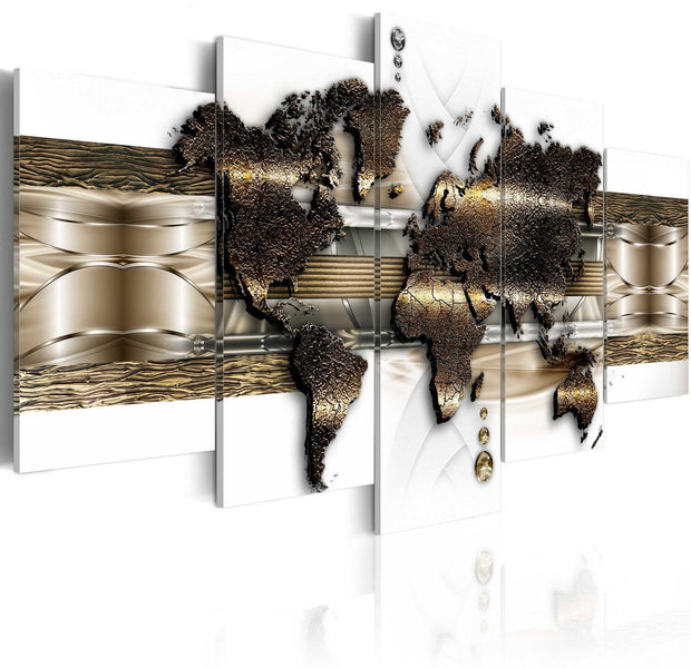 Stretched Canvas World Map Art - Metalic World-Tiptophomedecor