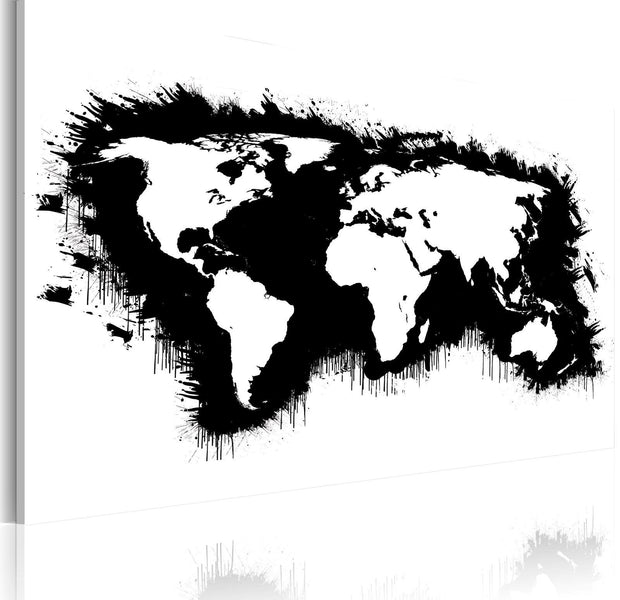 Stretched Canvas World Map Art - Monochromatic Map Of The World-Tiptophomedecor