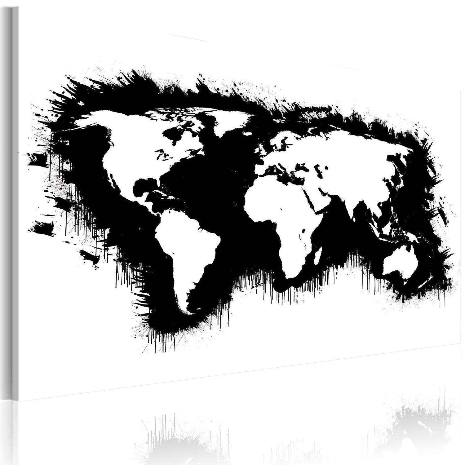 Stretched Canvas World Map Art - Monochromatic Map Of The World-Tiptophomedecor