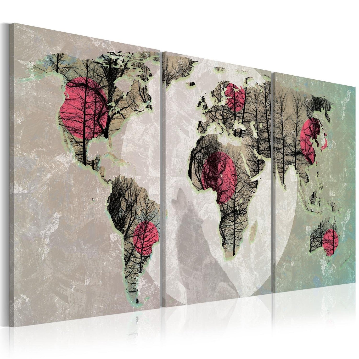Stretched Canvas World Map Art - Moonlight Map-Tiptophomedecor