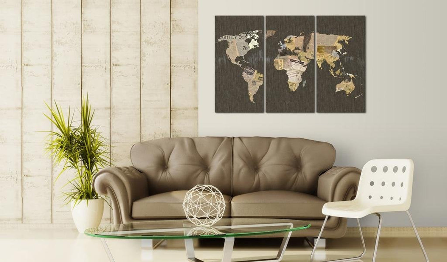 Stretched Canvas World Map Art - News Of The World 3 Piece-Tiptophomedecor