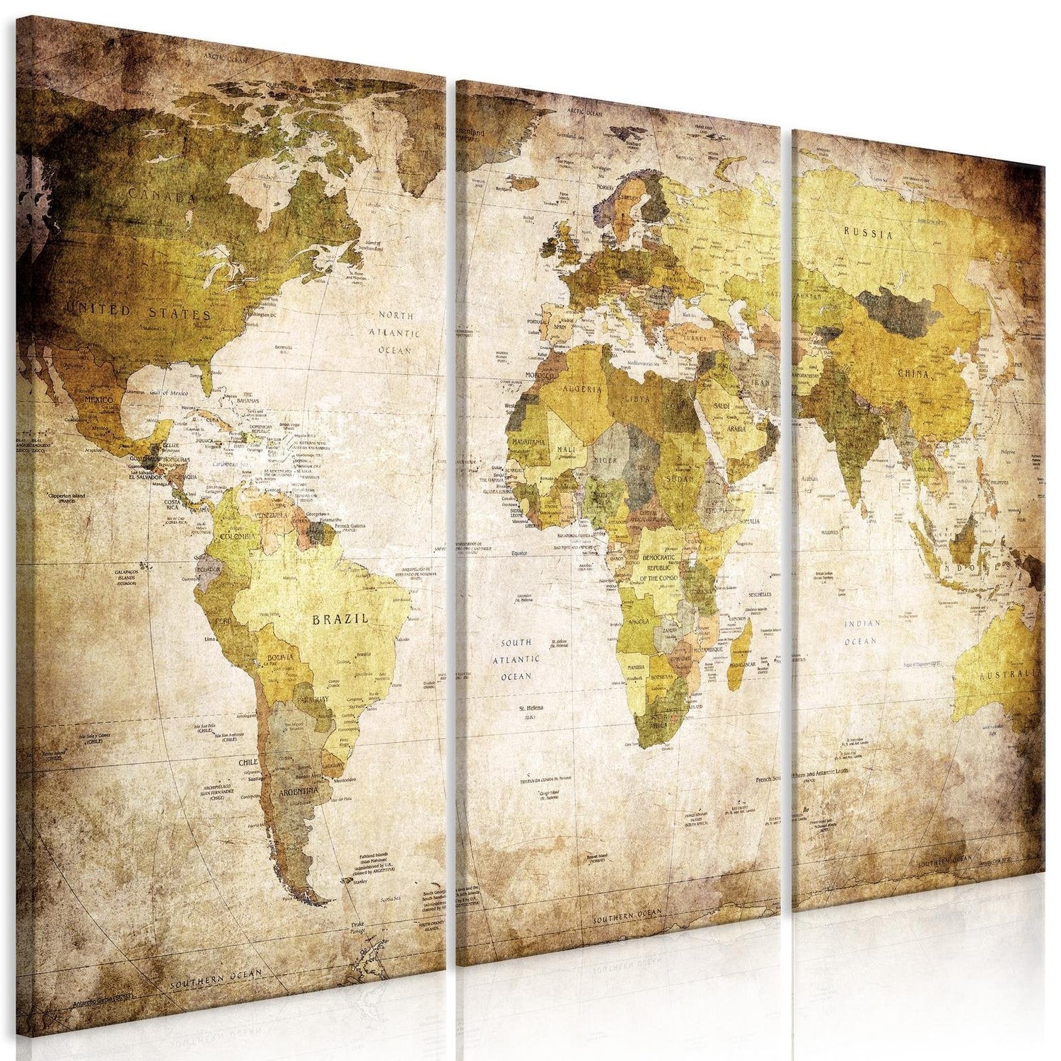 Stretched Canvas World Map Art - Old Continents-Tiptophomedecor