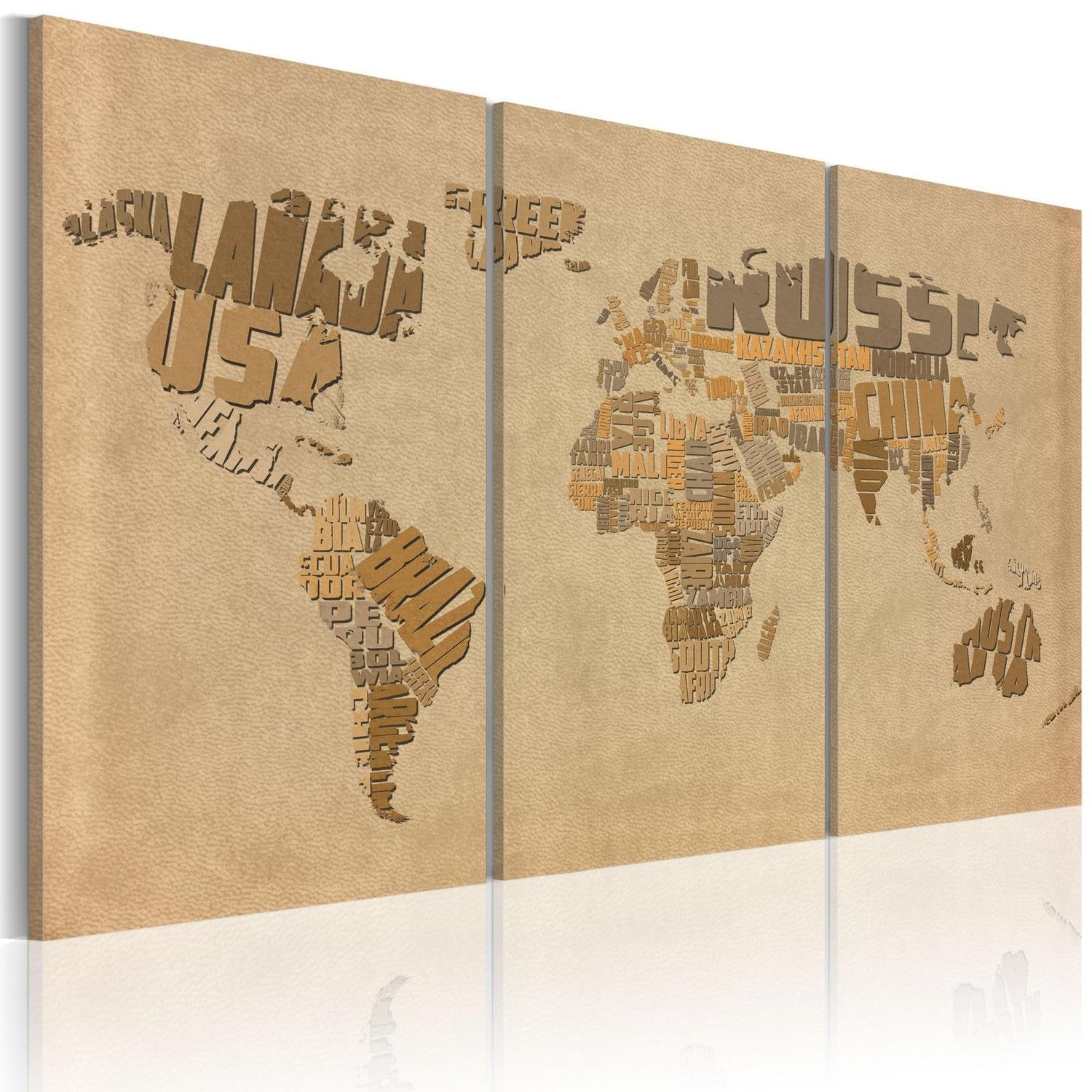 Stretched Canvas World Map Art - Old Map Of The World - Triptych-Tiptophomedecor