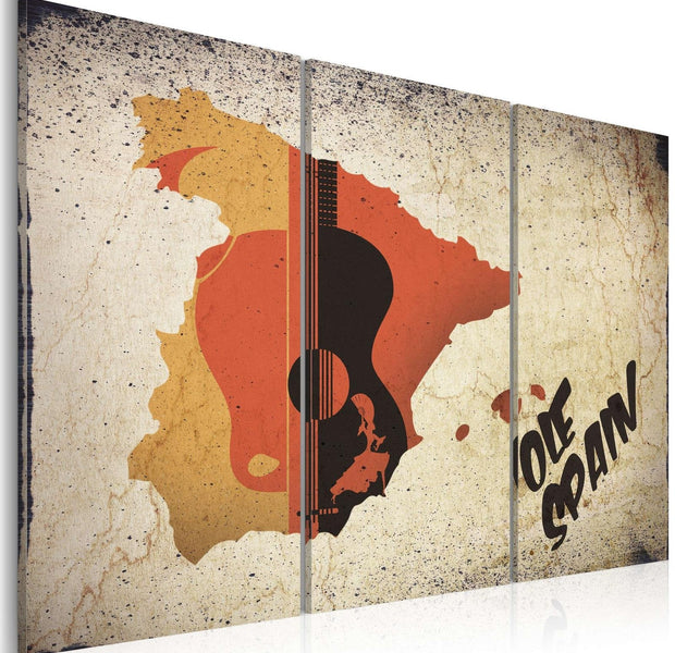 Stretched Canvas World Map Art - ¡Olé! Spain - Triptych-Tiptophomedecor
