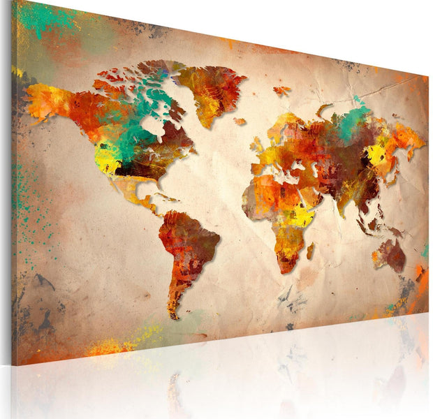 Stretched Canvas World Map Art - Painted World-Tiptophomedecor