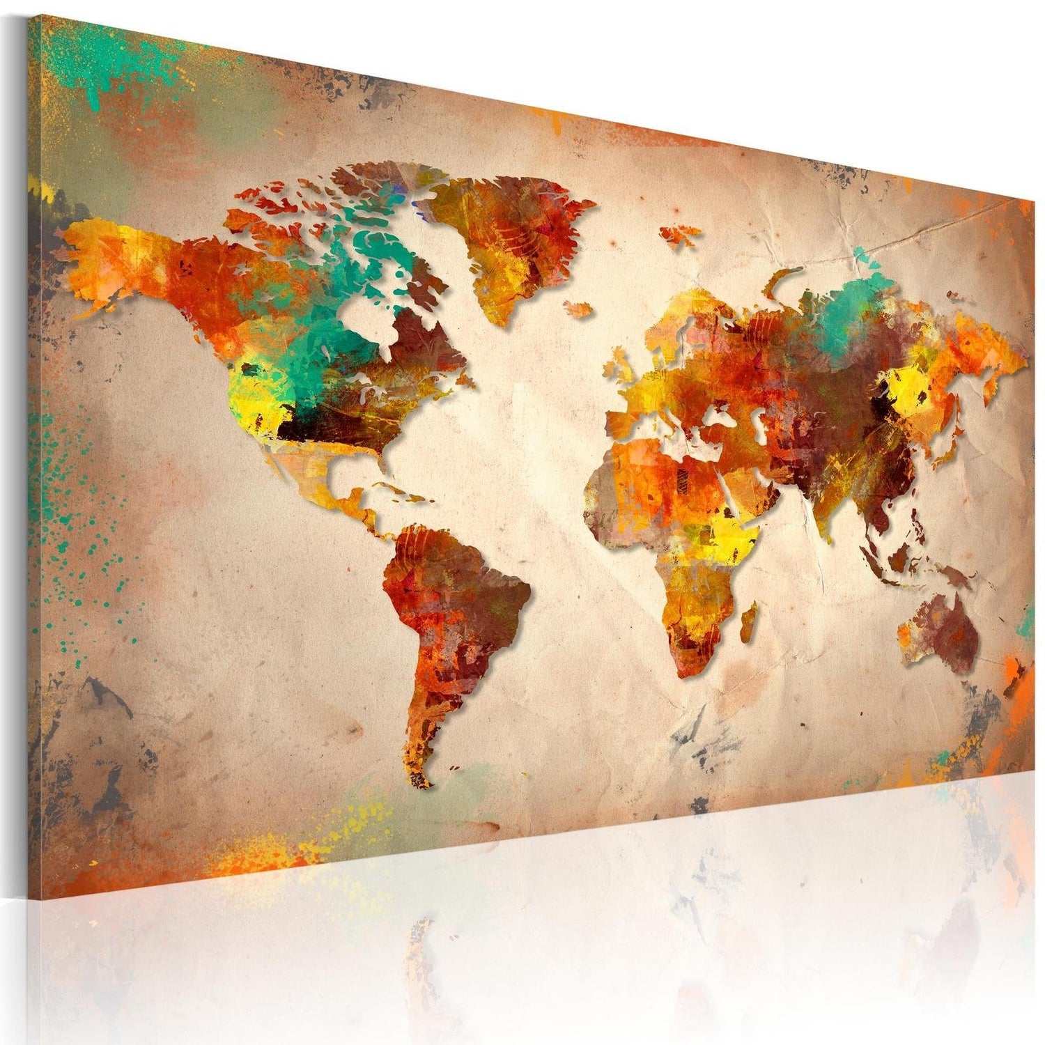 Stretched Canvas World Map Art - Painted World-Tiptophomedecor