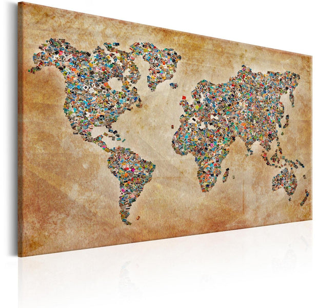 Stretched Canvas World Map Art - Postcards From The World-Tiptophomedecor