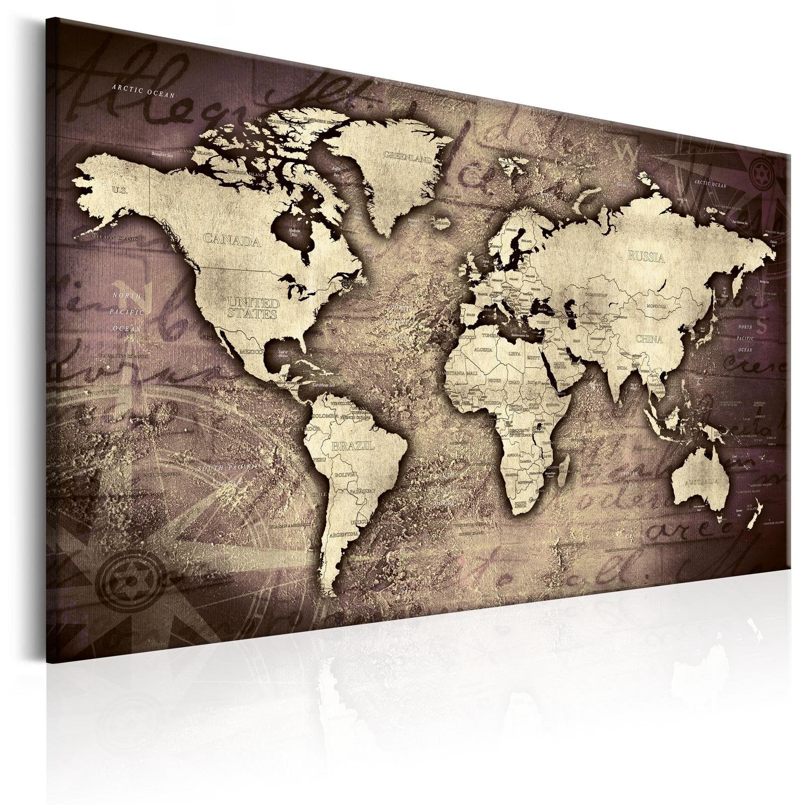 Stretched Canvas World Map Art - Precious World-Tiptophomedecor