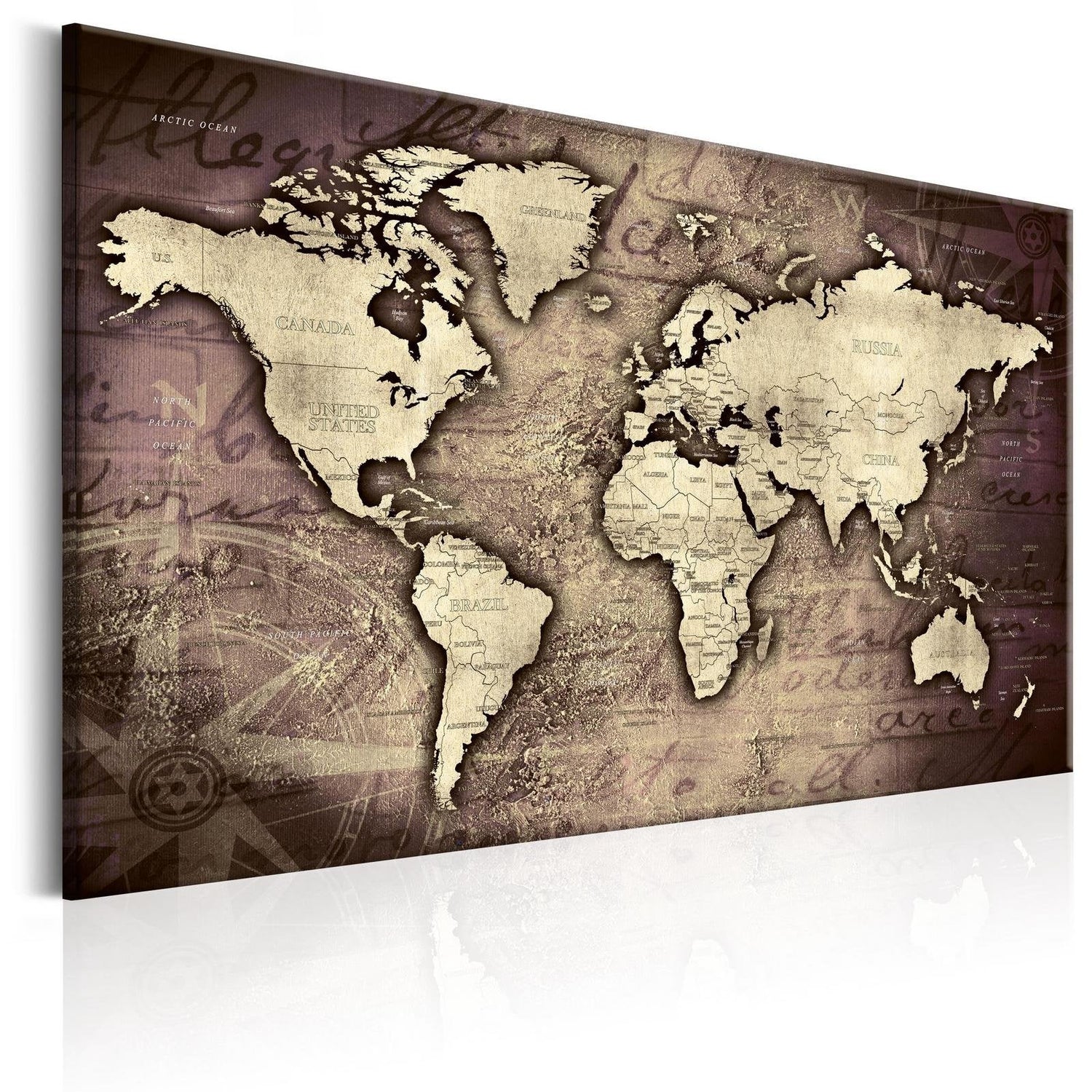 Stretched Canvas World Map Art - Precious World-Tiptophomedecor