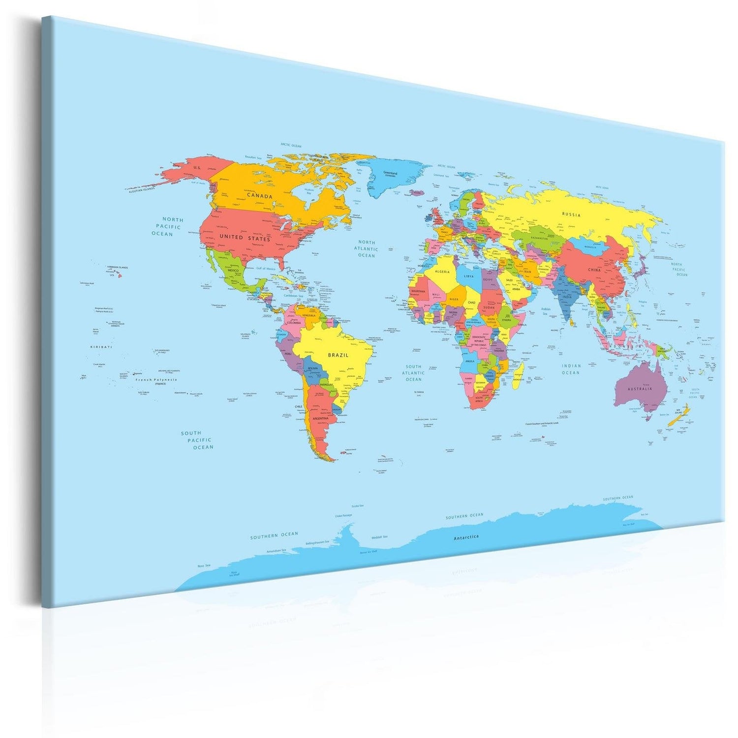 Stretched Canvas World Map Art - Rainbow Geography-Tiptophomedecor
