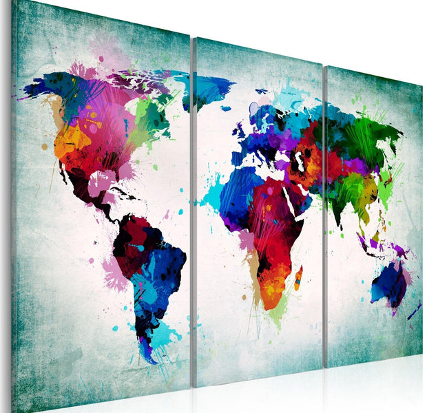 Stretched Canvas World Map Art - Rainbow Journey-Tiptophomedecor