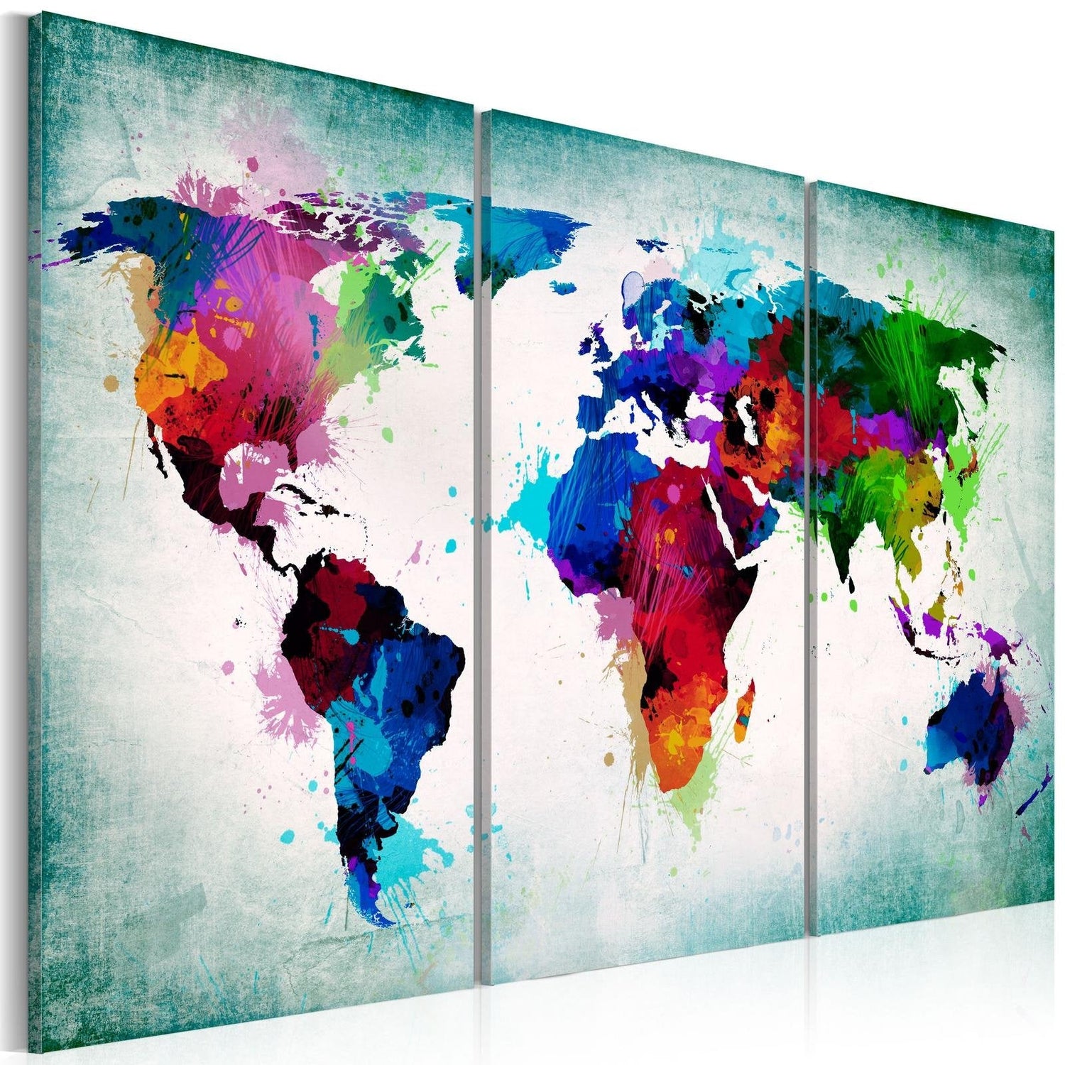 Stretched Canvas World Map Art - Rainbow Journey-Tiptophomedecor