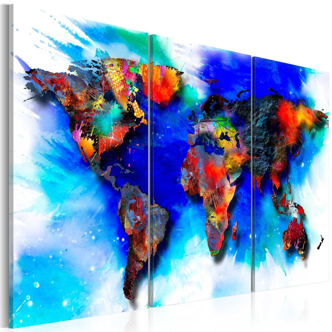 Stretched Canvas World Map Art - Rainbow Map-Tiptophomedecor
