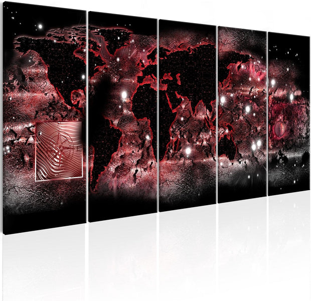 Stretched Canvas World Map Art - Red Light-Tiptophomedecor