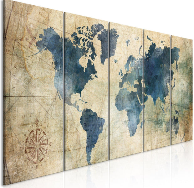Stretched Canvas World Map Art - Retro Map Narrow-Tiptophomedecor