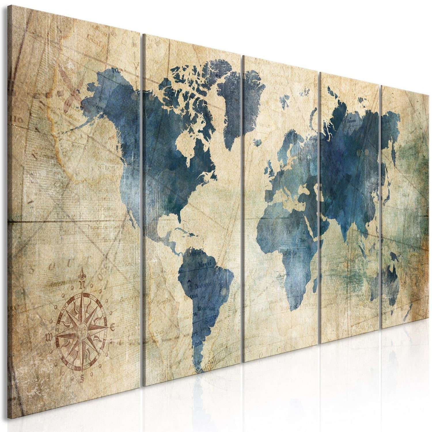 Stretched Canvas World Map Art - Retro Map Narrow-Tiptophomedecor