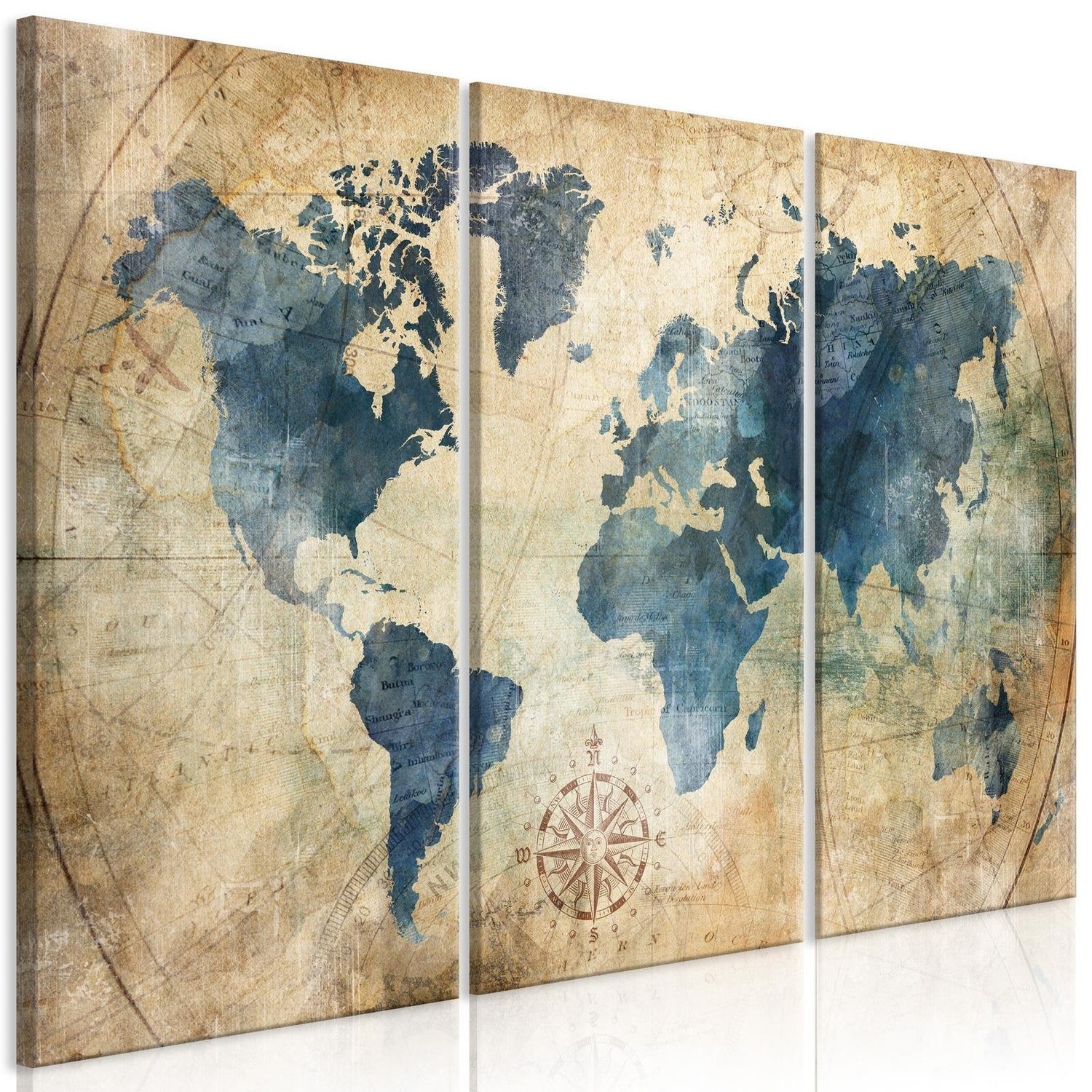 Stretched Canvas World Map Art - Retro Map-Tiptophomedecor