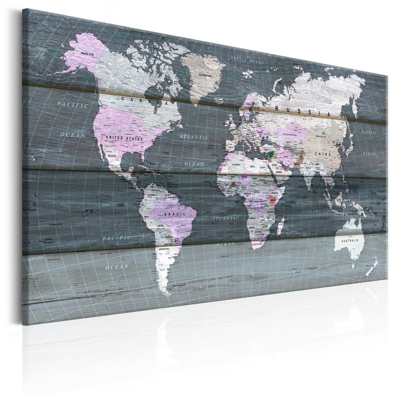 Stretched Canvas World Map Art - Roam Across The World-Tiptophomedecor